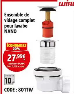 Screwfix Ensemble de vidage complet pour lavabo NANO offre