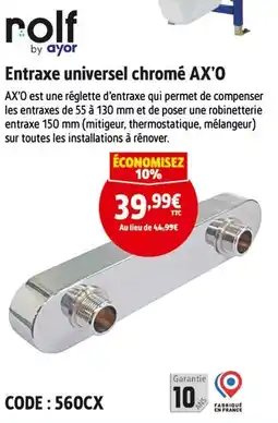 Screwfix ROLF BY AYOR Entraxe universel chromé ax’o offre