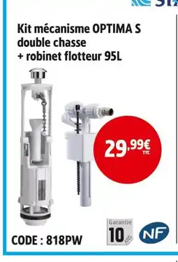 Screwfix Kit mécanisme optima s double chasse + robinet flotteur 95l offre
