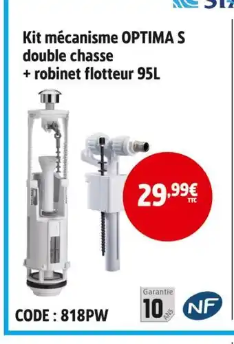 Screwfix Kit mécanisme optima s double chasse + robinet flotteur 95l offre
