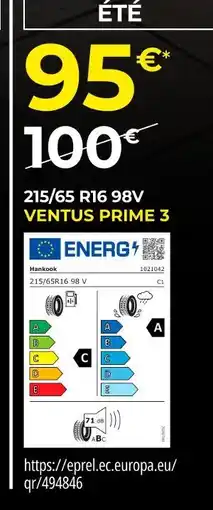 Euromaster Hankook VENTUS PRIME 3 offre
