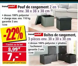 Norma trendstabil Pouf de rangement 2 en 1 offre