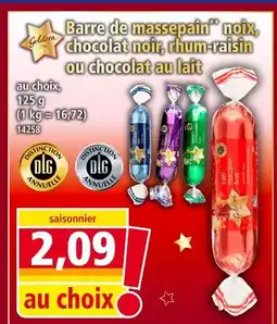 Norma Goldora Barre de massepain noix, chocolat noir, rhum-raisin ou chocolat au lait offre