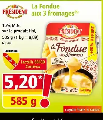 Norma Président La Fondue aux 3 fromages offre