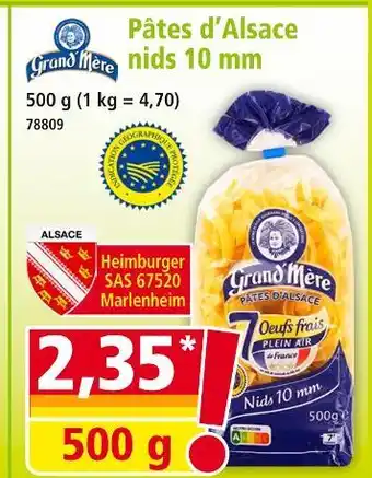Norma Grand Mère Pâtes d'Alsace nids 10 mm offre