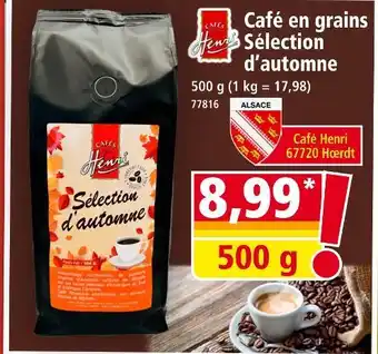 Norma CAFÉ HENRI Café en grains sélection d’automne offre