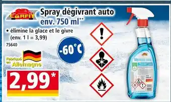 Norma CARFIT Spray dégivrant auto offre