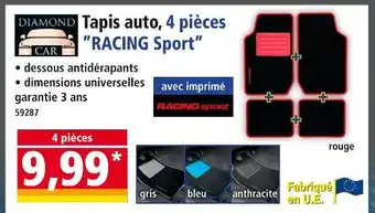 Norma DIAMOND CAR Tapis auto, 4 pièces RACING Sport offre