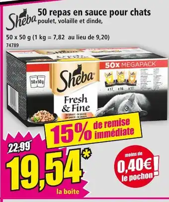 Norma Sheba 50 repas en sauce pour chats offre