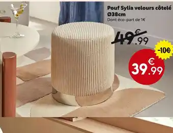 Maxi Bazar Pouf Sylia velours côtelé offre