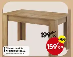 Maxi Bazar Table extensible 140/180x75x80cm offre