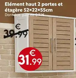 Maxi Bazar Élément haut 2 portes et étagère 52×22×55cm offre
