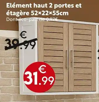 Maxi Bazar Élément haut 2 portes et étagère 52×22×55cm offre