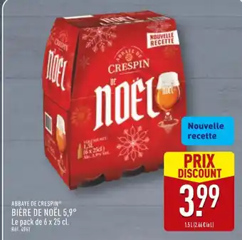 ALDI ABBAYE DE CRESPIN Bière de Noël 5,9° offre