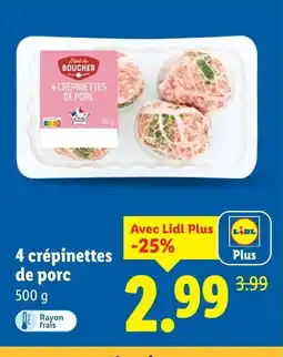 Lidl L'étal du Boucher 4 crépinettes de porc offre