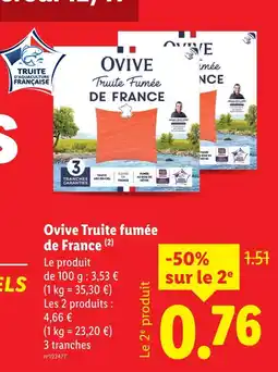 Lidl OVIVE truite fumée de france offre