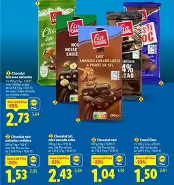 Lidl Fin Carré Chocolat lait avec noisettes offre