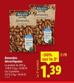 Lidl Alesto Amandes décortiquées offre