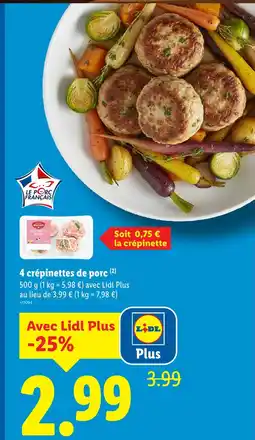 Lidl 4 crépinettes de porc offre