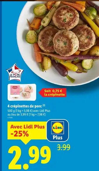 Lidl 4 crépinettes de porc offre