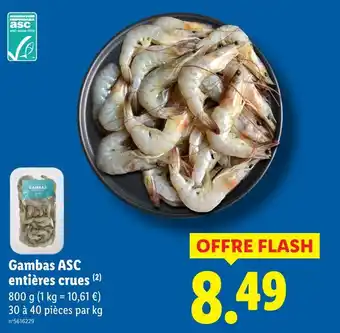 Lidl Gambas ASC entières crues offre