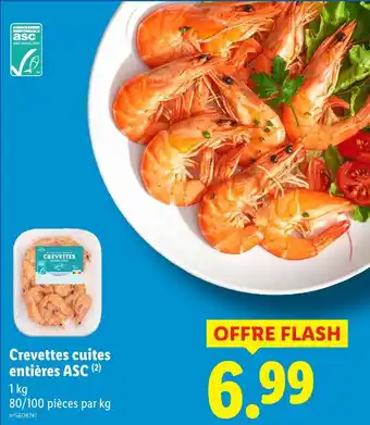 Lidl Crevettes cuites entières ASC offre