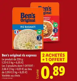 Lidl Ben's Original Riz express offre