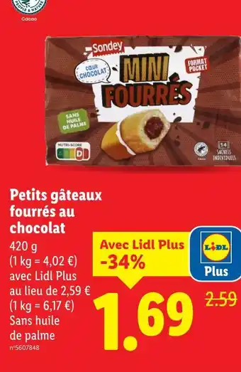 Lidl SONDEY Petits gâteaux fourrés au chocolat offre