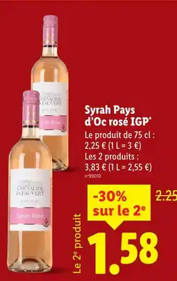 Lidl Chevalier d'Autvert Syrah Pays d'Oc rosé IGP offre
