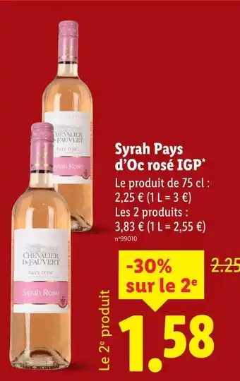 Lidl Chevalier d'Autvert Syrah Pays d'Oc rosé IGP offre