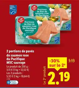 Lidl Portions de filet de saumon rose du Pacifique MSC sauvage offre
