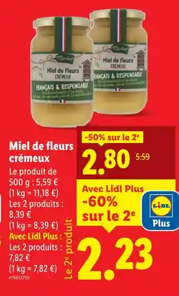 Lidl Miel de fleurs crémeux offre