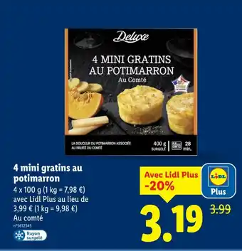 Lidl DELUXE 4 mini gratins au potimarron offre