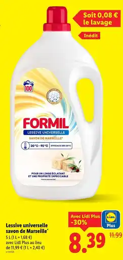 Lidl FORMIL Lessive universelle savon de Marseille offre
