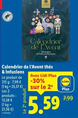 Lidl Calendrier de l’Avent thés & infusions offre