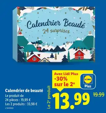 Lidl Calendrier de beauté offre