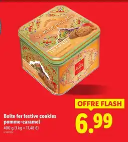 Lidl La Mère Poulard Boîte fer festive cookies pomme-caramel offre