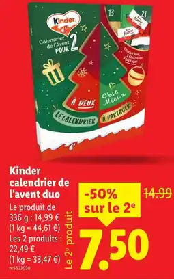 Lidl KINDER Calendrier de l'avent duo offre