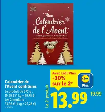 Lidl Calendrier de l’Avent confitures offre