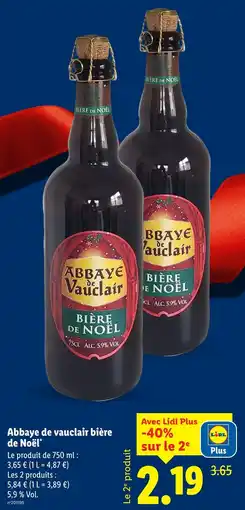 Lidl Abbaye de Vauclair Bière de Noël offre
