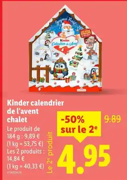 Lidl KINDER Calendrier de l'avent chalet offre