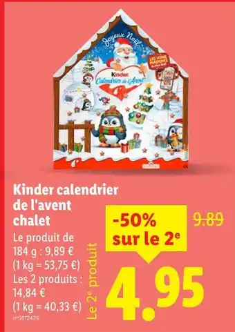 Lidl KINDER Calendrier de l'avent chalet offre