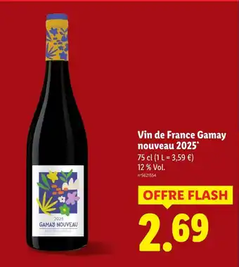 Lidl Vin de France Gamay nouveau 2025 offre