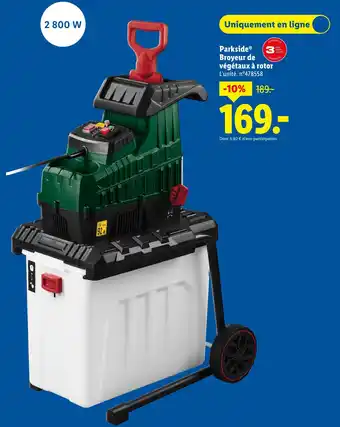 Lidl PARKSIDE Broyeur de végétaux à rotor offre