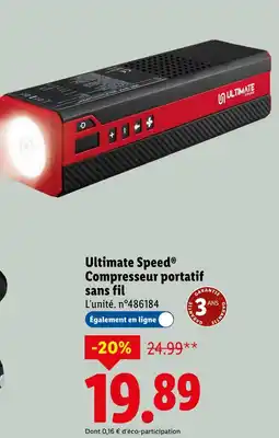 Lidl ULTIMATE SPPED Compresseur portatif sans fil offre