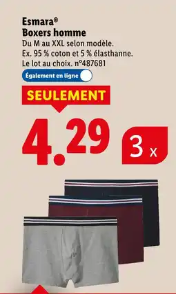 Lidl ESMARA Boxers homme offre