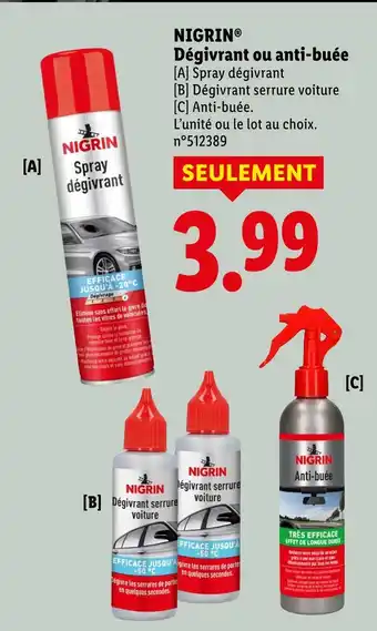 Lidl Nigrin Dégivrant ou anti-buée offre