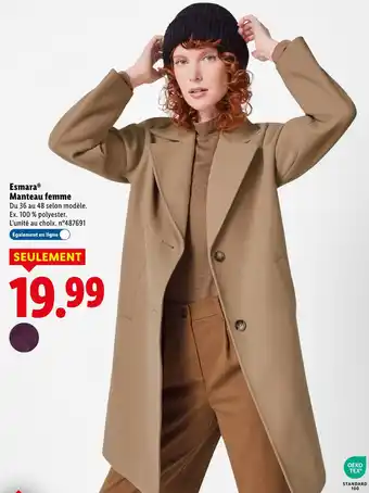 Lidl Esmara Manteau femme offre