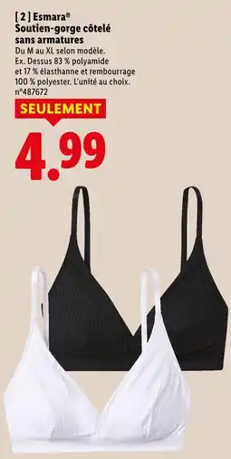 Lidl ESMARA Soutien-gorge côtelé sans armatures offre