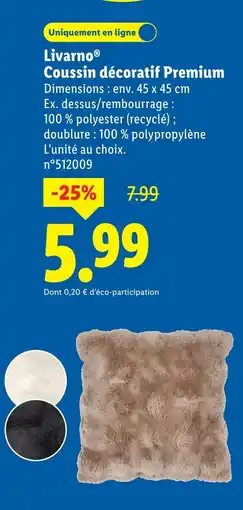 Lidl LIVARNO Coussin décoratif Premium offre